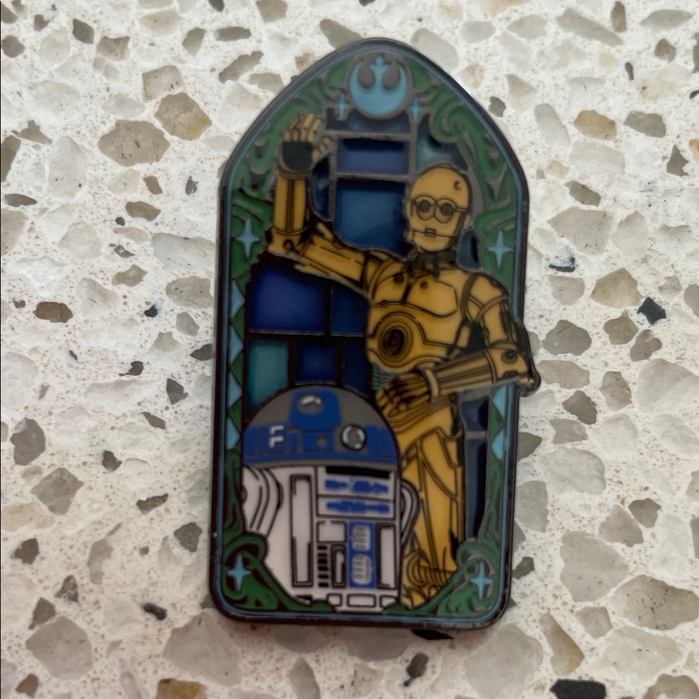 Loungefly Star Wars C-3PO and R2-D2 Stained Glass Portrait Pin